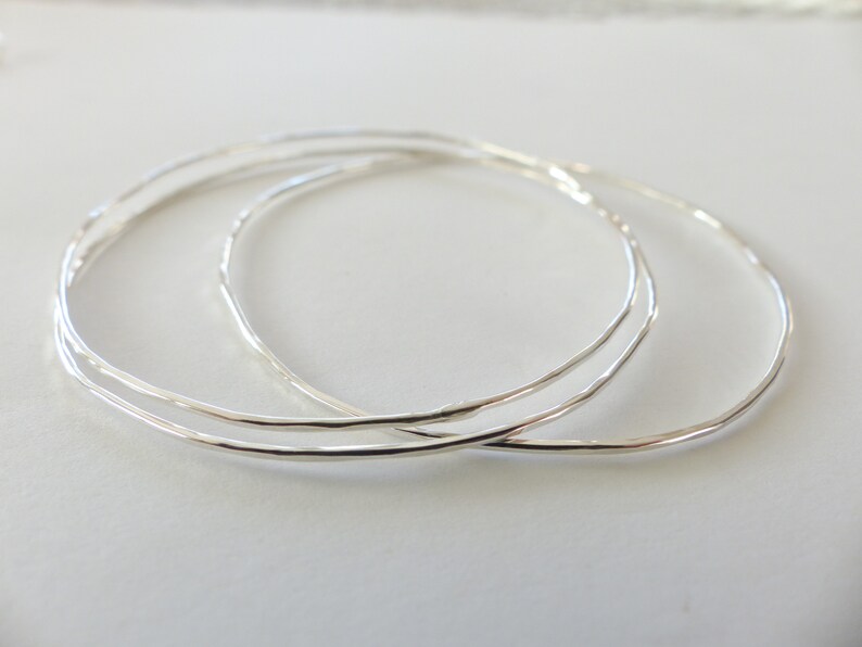Thin Hammered Bangles//Sterling Silver Bangles//Handmade Etsy