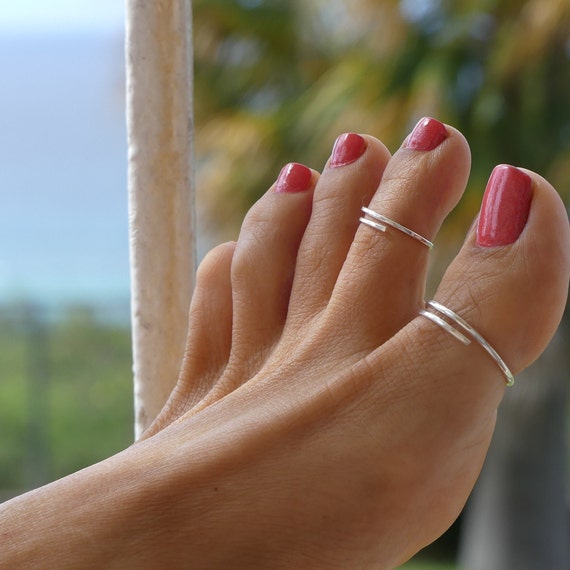 Big Toe Ring Sterling Silver Adjustable Toe Ring Thin Hammered Toe