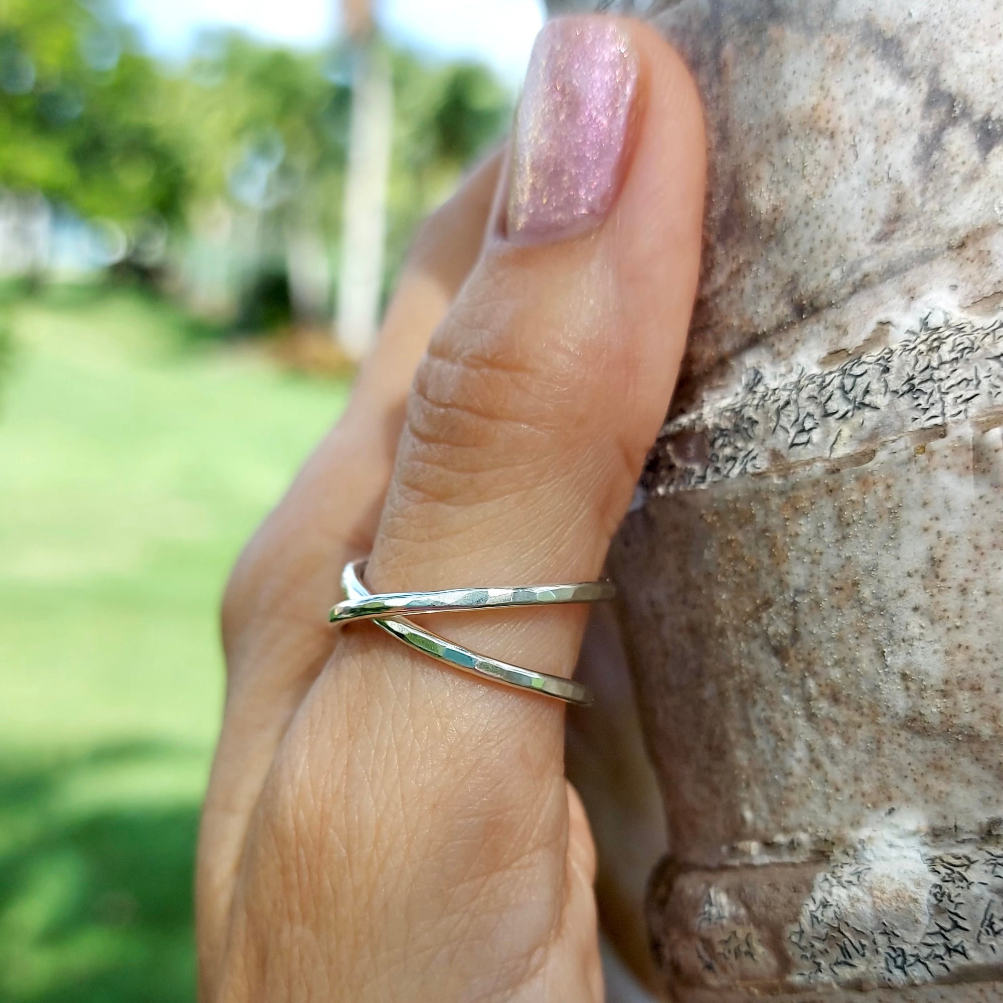 Infinity Thumb Ring Sterling Silver Ring For Women Hammered Thick Wire Ring Handmade Jewelry Gift For Her Etsy