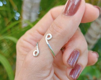 Adjustable Hammered Sterling Silver Thumb Ring: Handmade Open Wrap Ring