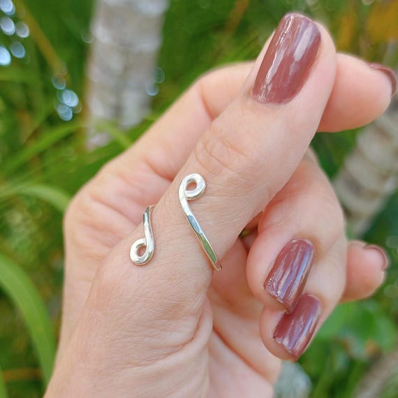 Adjustable Hammered Sterling Silver Thumb Ring: Handmade Open Wrap Ring