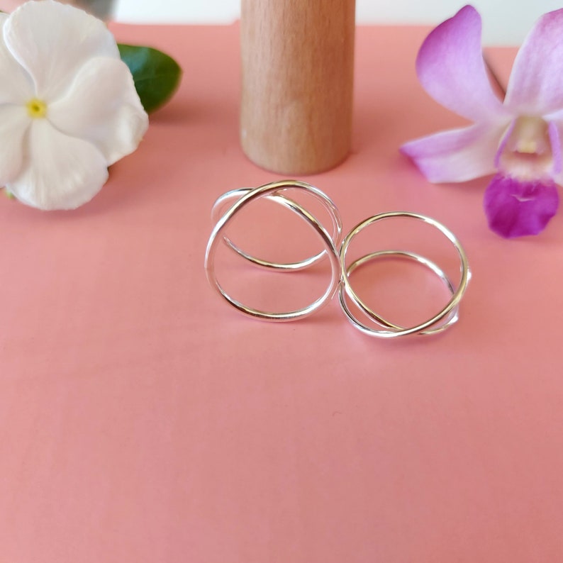 Criss Cross Ring, X Ring Silver, Minimalist Ring, Crossover Ring For Women, Gifts For Her, Handmade Jewelry image 4