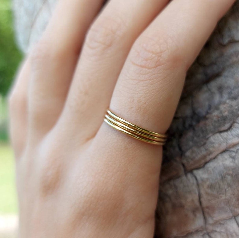 Thin Stacking Rings/Minimalist Gold Ring/Dainty Gold Stack/Handmade Jewelry image 5