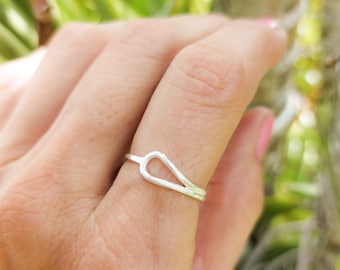 Sterling Silver Index Ring Hammered Finish Dainty Minimalist Ring For Women Handmade Jewelry