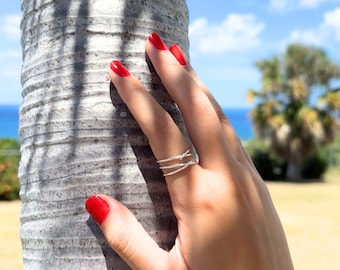 Sterling Silver Criss Cross Index Finger Ring For Women Handmade Jewelry