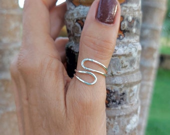 Sterling Silver Thumb Ring, Adjustable Double Wrap Ring, For Women, Handmade Jewelry, Gifts For Her, Everyday Ring