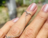 Sterling Silver Chain Double Ring, Handmade Knuckle Midi Ring - Etsy