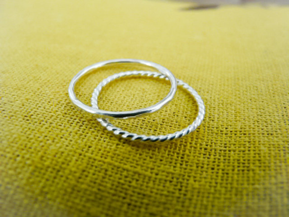 Sterling Silver Rings//stackable Rings//set of 2//women Etsy