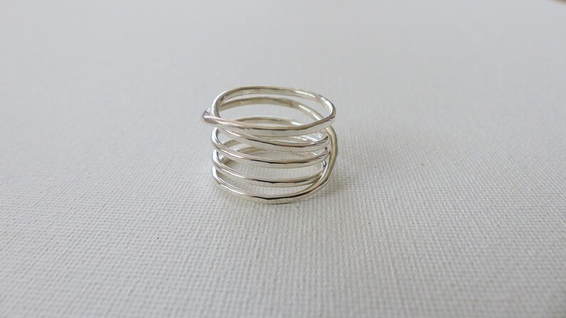 Sterling Silver Ring Hammered Ring Entangled Ring Thick Wire - Etsy