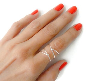 Criss Cross Sterling Silver Rings For Women Index Finger Ring Original Design Handmade Jewelry