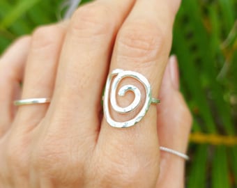 Spiral Circle Ring, Sterling Silver Ring For Women, Handmade Silver Index Finger Ring, Summer Rings