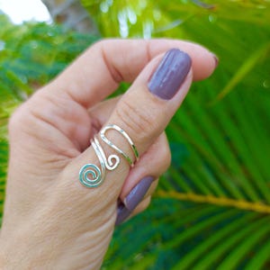 Adjustable Sterling Silver Thumb Ring: Hammered Finish, Handmade