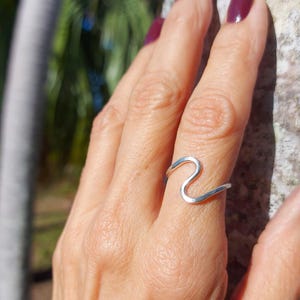 Hammered Sterling Silver Wave Ring: Minimalist Handmade Jewelry
