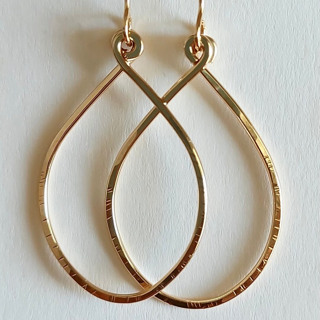 Gold Oval Hoop, Earrings for Women, Hammered Elegant Gold Earrings ...