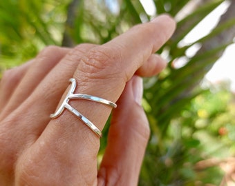 Sterling Silver Index Finger Ring For Women//Index Finger Silver Ring//Handmade Jewelry Gift For Her//Statement K Letter Silver Ring