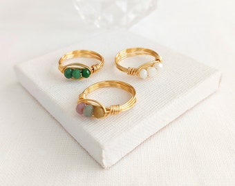 Gold Filled Wire Wrapped Rings, Handmade Rings For Women, Summer Rings