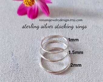 Sterling Silver Stacking Rings, Simple Rings Silver, Rings for Women, Handmade Jewelry