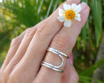 Sterling Silver Index Finger Ring For women, Handmade Gifts, Hammered Silver Ring, Original Design Rossana Jewelry