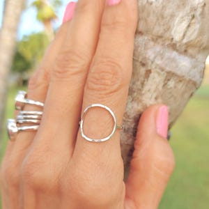 Hammered Sterling Silver Circle Ring: Handmade Minimalist Jewelry