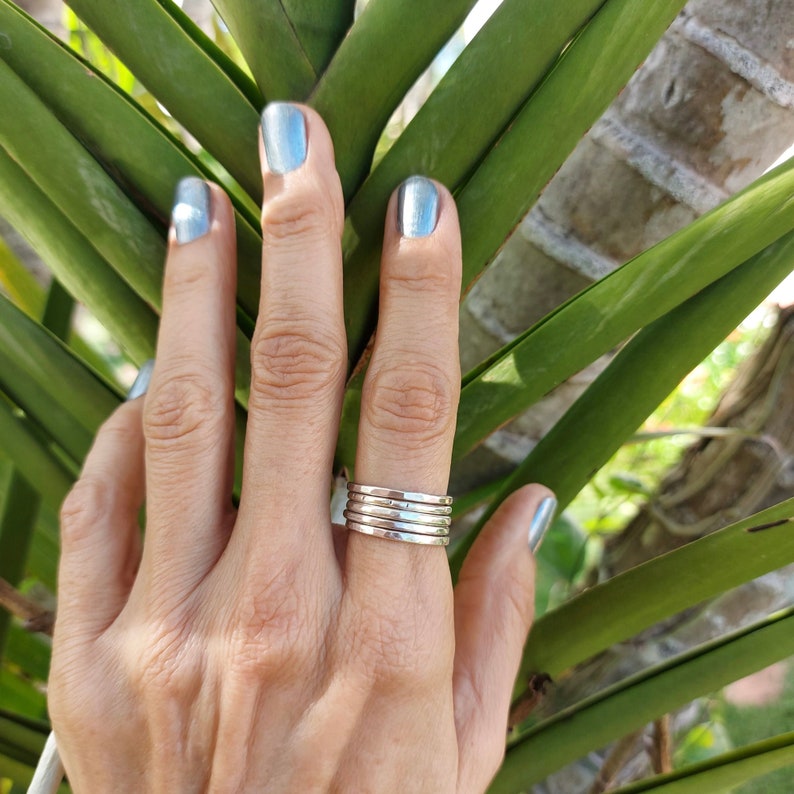 Sterling Silver Thick Textured Stackable Rings//2mm Sterling Silver Hammered Bands//Handmade Jewelry For Her image 1