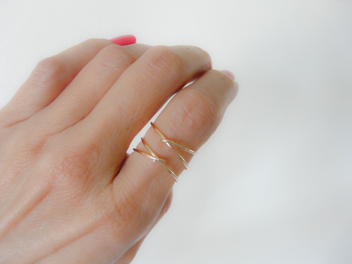 14K Goldfilled Criss Cross Ring for Women Pointer Finger Ring Etsy