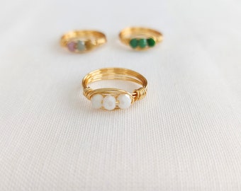 Gold Filled Wire Wrapped Rings, Handmade Rings For Women, Summer Rings