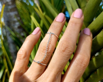 Sterling Silver Chain Ring/Handmade Jewelry/Double Band Chain Ring