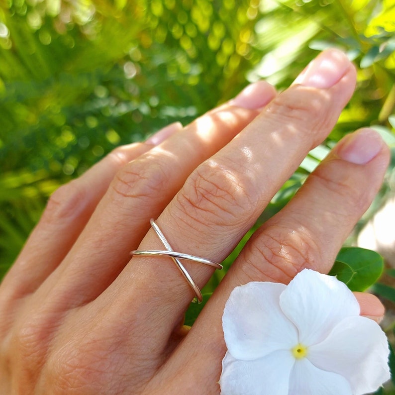 Criss Cross Ring, X Ring Silver, Minimalist Ring, Crossover Ring For Women, Gifts For Her, Handmade Jewelry image 1