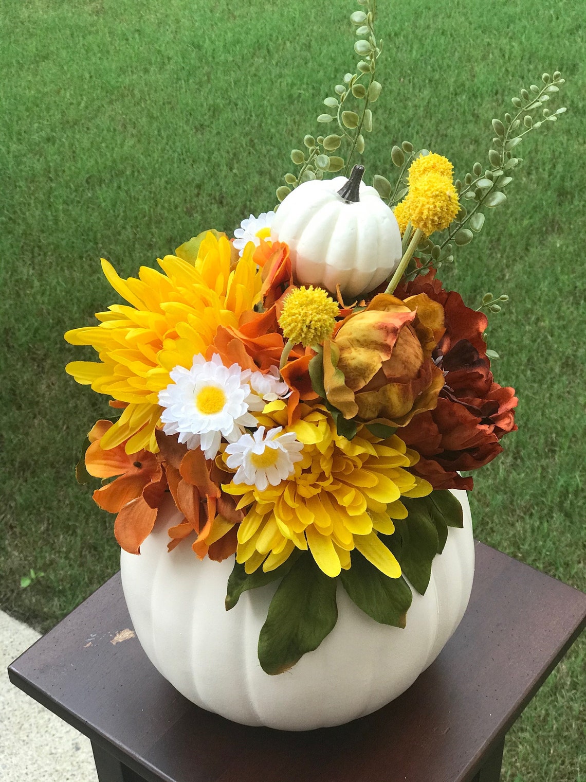 9 White Pumpkin. Pumpkin Centerpiece. Fall Decor. Floral. Etsy