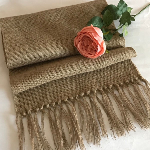 Burlap Table Runner with Fringer/Home Decor/Holiday Decor/Wedding Decor/Rustic Runner Table/Country Farmhouse Decor.