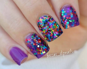 Rainbow Star Sprinkles Artisan Nail Polish