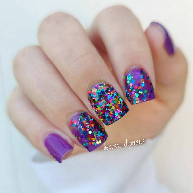 Rainbow Star Sprinkles Artisan Nail Polish image 1