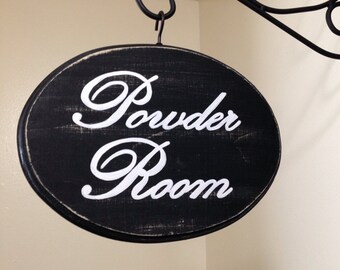 FREE SHIPPING Powder Room Sign (7x9) (Black)