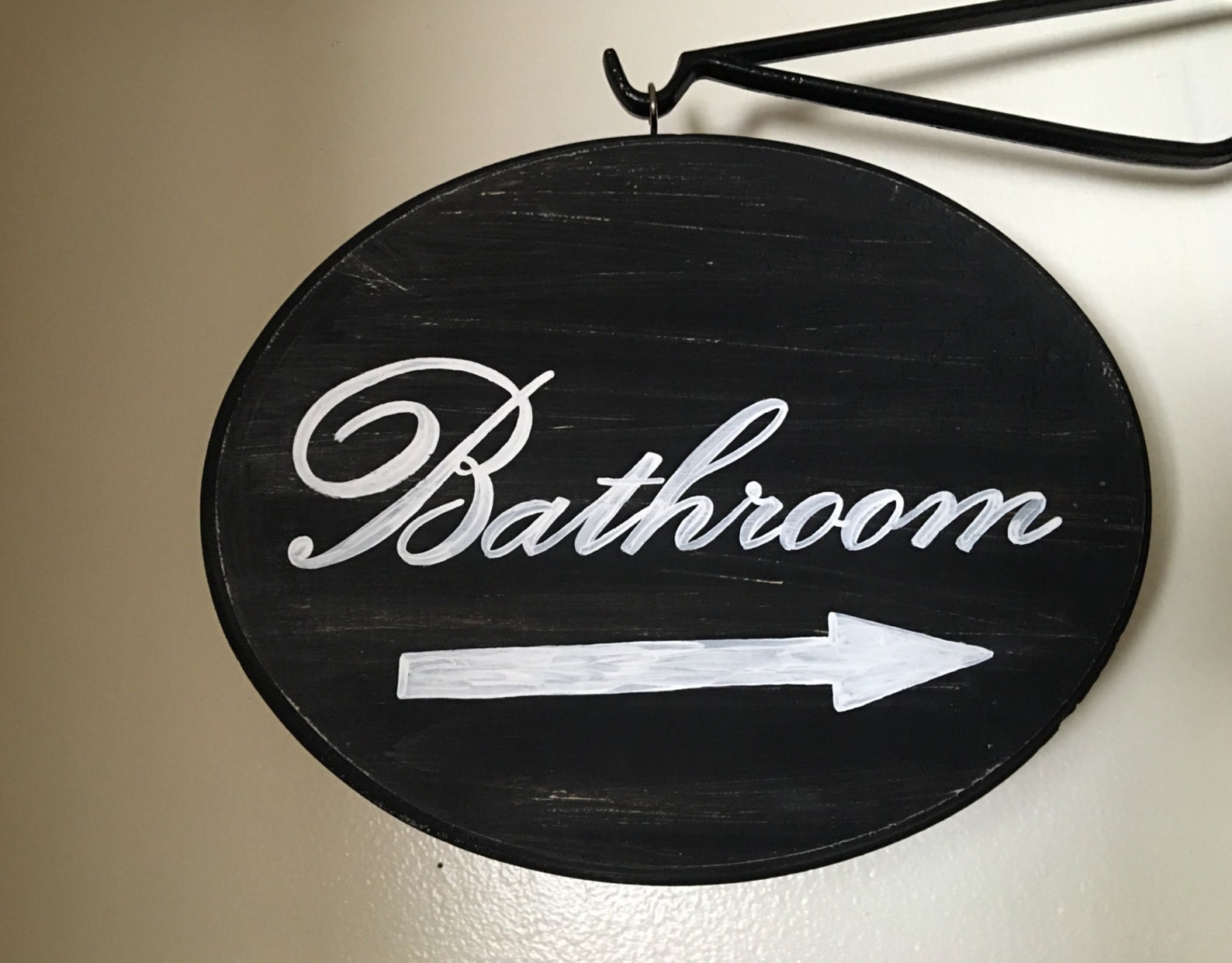 Bathroom Sign With Arrow XL black 9x11 Etsy
