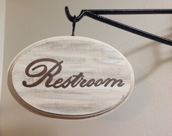 Adorable Restroom sign (cream) (5x7)