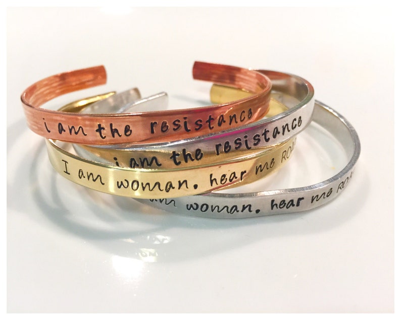 Iive, love, resist cuff bracelet womans march, nasty woman, resistance feminist jewelry image 4