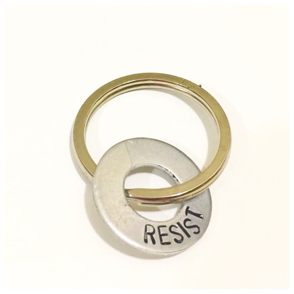 RESIST -- keychain, key ring, washer charm, resist -- feminist jewelry -- i am the resistance - Star Wars jewelry