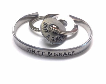 GRIT & GRACE  -- cuff bracelet -- woman empowerment -- feminist jewelry