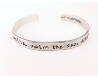 Vivre au soleil, nager la mer, boire l'air sauvage - ralph waldo emerson - bracelet de manchette de citation pour l'aventure amant en plein air, esprit libre