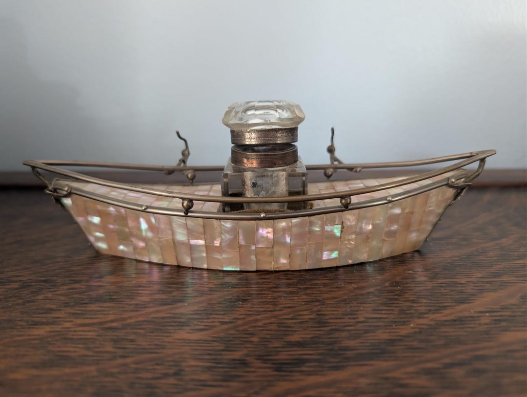 Late 19th/ Early 20th Century Mother-of-pearl Grand Tour Ship Ink Well ...