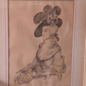 Signed Vintage Drawing (Based on Malcom Osbourne's Mrs Siddons)