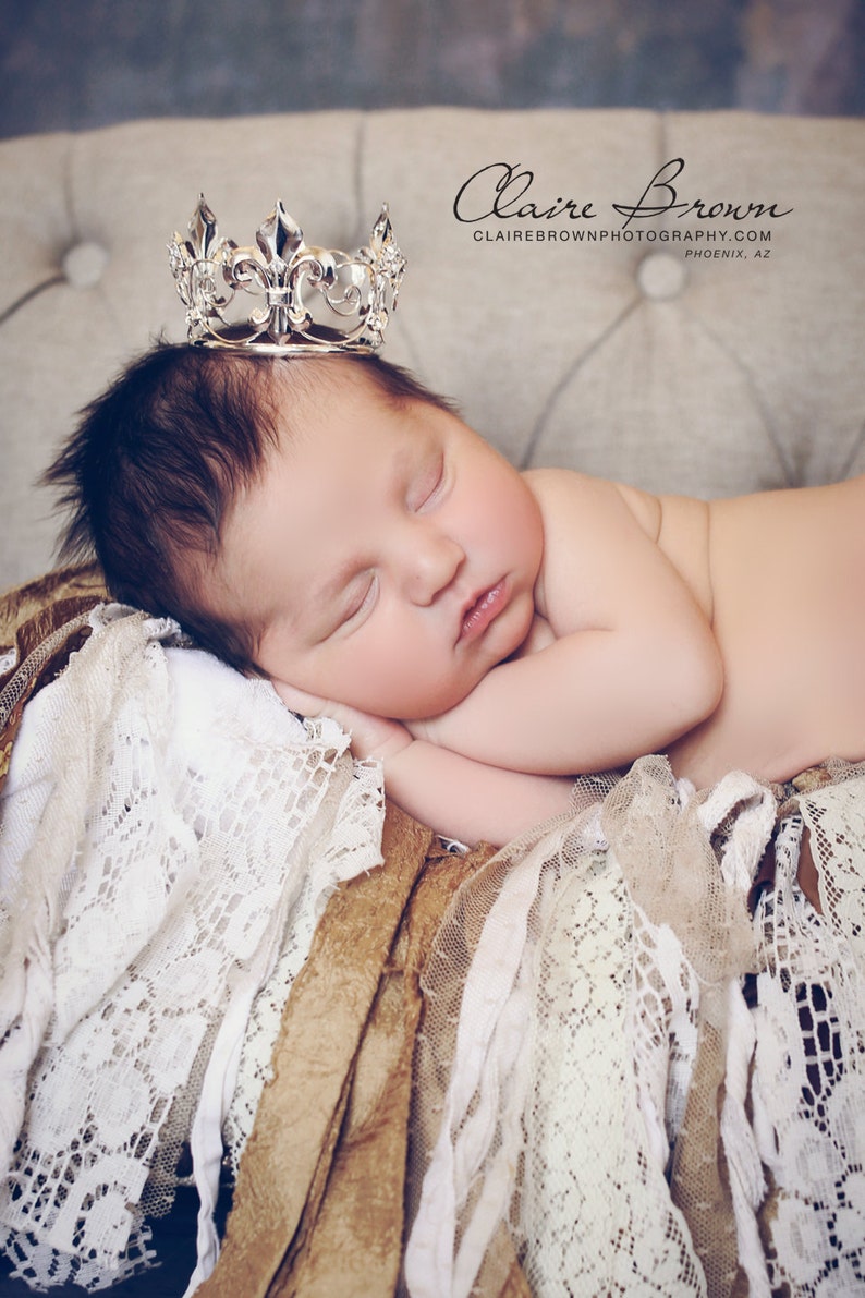 Amos Mini Gold Crown, Newborn Photography prop, Toddler/Child, Boy Prince, Flower Girl Princess Tiara image 2
