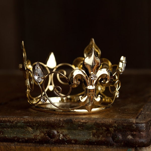 Amos Mini Gold Crown, Newborn Photography prop, Toddler/Child, Boy Prince, Flower Girl Princess Tiara