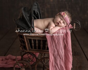 AMOS and SAWYER Cheesecloth Wrap, Hand Dyed, 36"x72" (Before Dying), Grade 50 Cheesecloth, Newborn Baby Layer Photography Prop (Dried Rose)