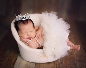 Adela Mini Rhinestone Crown, Newborn Photography Prop, Toddler/Child Flower Girl Princess Tiara