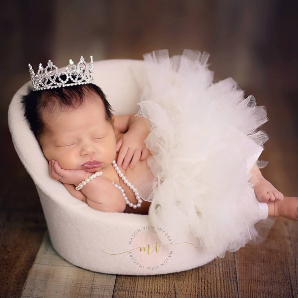Adela Mini Rhinestone Crown, Newborn Photography Prop, Toddler/Child Flower Girl Princess Tiara