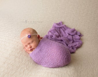 Pink and Purple Pair of Dainty Mohair Tiebacks, photo prop, Newborn, toddler, adult