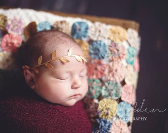 Gold Leaf Halo Heaband or Tieback, photo prop, Newborn, toddler, adult