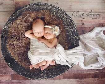 Tea Brown / Nude Cheesecloth baby Wrap, High Grade, photography prop