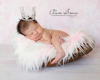 Frosted White & Baby Pink faux Mongolian fur, photography prop